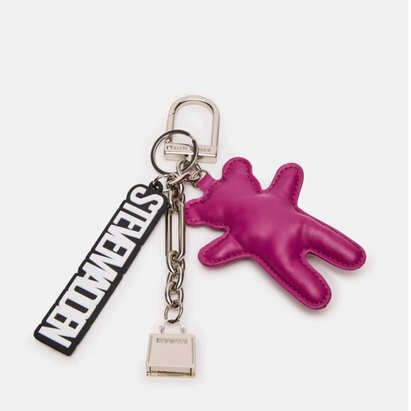 NWT & GIFT BOXED STEVE MADDEN BZIPPY WRISTLET AND BAG CHARMS KEYRING BLACK - Picture 3 of 4